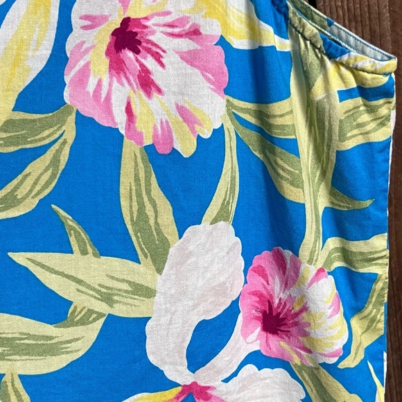 Lauren Ralph Lauren Vibrant Colorful Tropical Floral Mandarin Collar Tank Sz 3X - Picture 10 of 13
